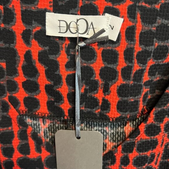 Deca Paris XS Longsleeve Red & Black Printed Dress Wrap Style - Picture 5 of 6